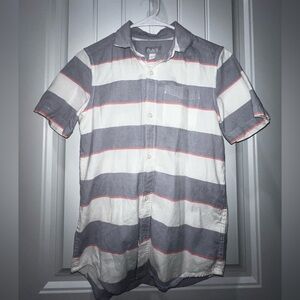 Place Gray and White Striped Boys XL/14 short sleeve button down dress Shirt